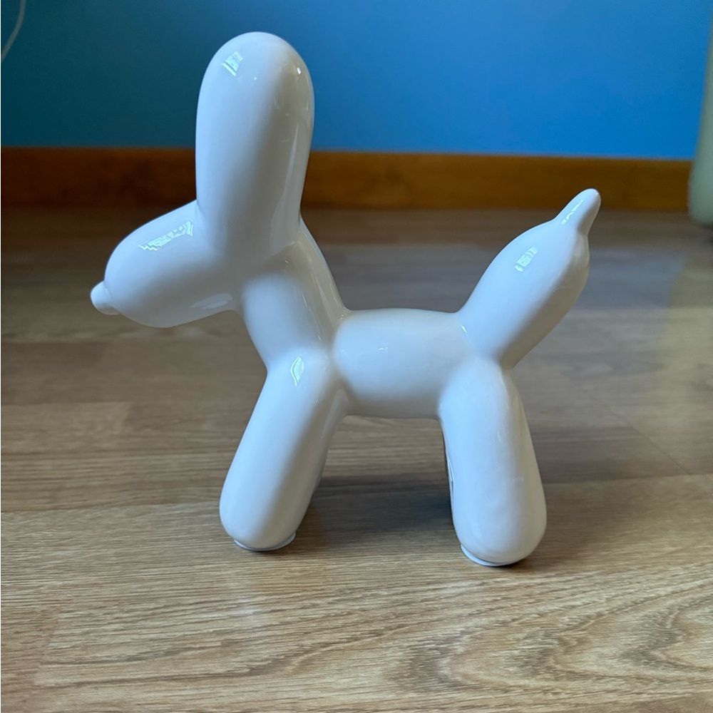 White Ceramic Balloon Bunny- Dog Figurine